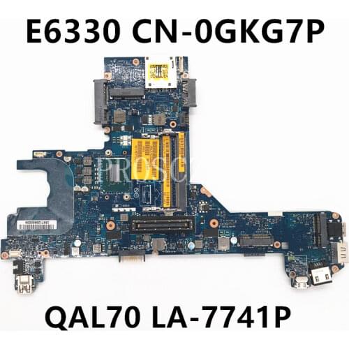 Free shipping for E6330 Laptop motherboard CN-0GKG7P 0GKG7P GKG7P QAL70 LA-7741P With SR0XD I3-3130M CPU 100% full Tested