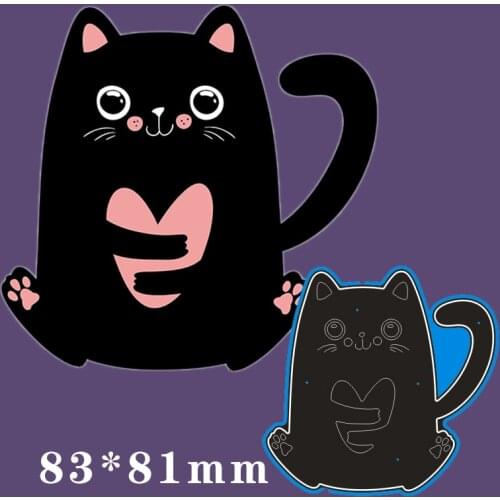 Metal Cutting Dies Cat With Heart For Card DIY Scrapbooking stencil Paper Craft Album template Dies 83*81mm
