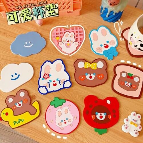 Cartoon creative thermal insulation household silicone coaster lovely non slip resistant tabletop water cup pad bowl pad