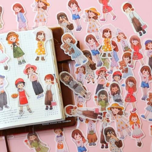 51pcs/bag Kawaii Stationery Stickers Girl dressup Diary Decorative Mobile Stickers Scrapbooking DIY Craft Stickers