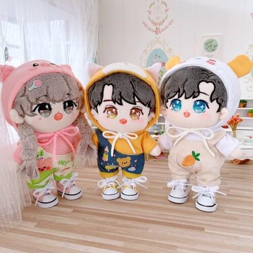 20cm Doll Outfit Plush Dolls Clothes Dog rabbit coat Sweater shoes Stuffed Toys Dolls Accessories for Korea Kpop EXO Idol Doll