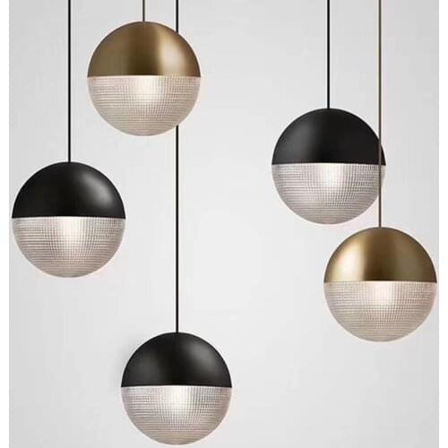 Lens Flair LED Pendant Light Glass pendant lights ball Postmodern gold black dining Room Bedroom restaurant bar kitchen lighting