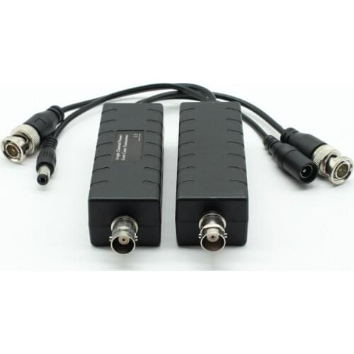 One pair single channel power over coax transceiver BNC video DC power adapter transmission to 400m