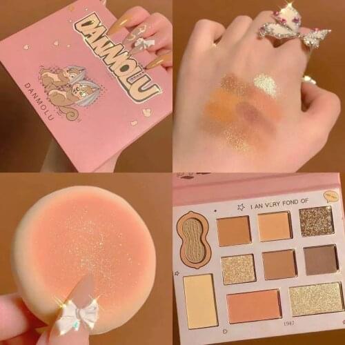 Kawaii Make up Palette Shimmer Matte Highly Pigmented Warm Glitter Contour Highlight Powder Blush Long Lasting Waterproof
