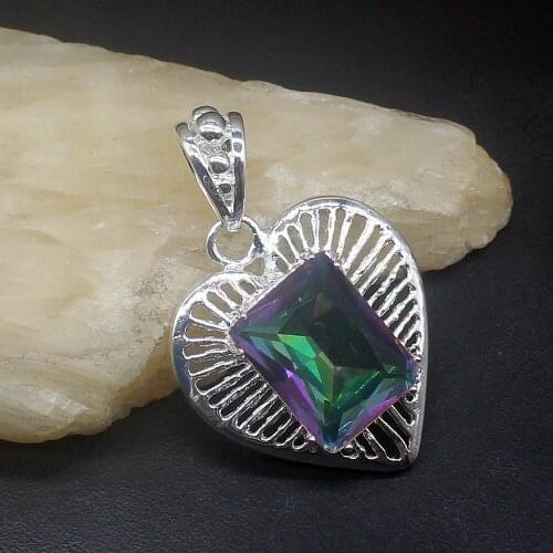 Gemstonefactory Jewelry Big Promotion 925 Silver Wonderful Mystical Fire Topaz Women Ladies Mom Gifts Necklace Pendant 20213846