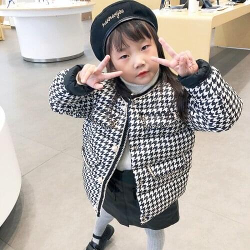 Baby Girls Down Coats Childrens Winter Clothing 2020 New Toddler Girl Plaid Warm Coats Kids Thick Parkas Outwear Baby Clothes