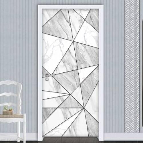 Self Adhesive Door Sticker 3D Geometric Marble Texture Decoration Photo Wallpaper Wall Decals Living Room Bedroom Jewelry Mural