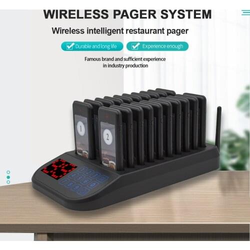 CTP302 Wireless 20 PCS Pagers Paging System Call Waiter Restaurant Calling Buzzer Pager for Church Nursery Cafe Bar Clinic