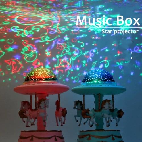Baby Luminous Toys Starry Light Night Carousel Music Box Player Projector Lamp Baby Kids LED Sleep Appease Lights Gifts