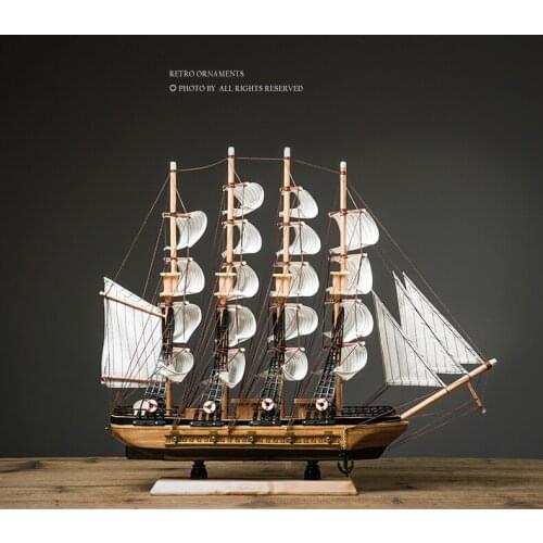 TOP COOL ART # 2020 HOME office company ROOM Business Ornament - Everything is going smoothly Wood Sailboat FENG SHUI Statue