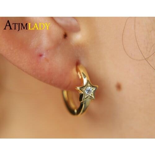 2021 Hot Sale Real Crystal Hoop Earrings Mix Single Cz Design Christmas Gift Mini Hoops 925 Sterling Silver Girl Earring