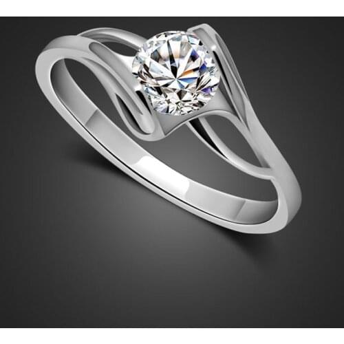 Christmas gift style classic wedding ring solid 925 sterling silver ring womens dazzling fashion zircon ring silver jewelry