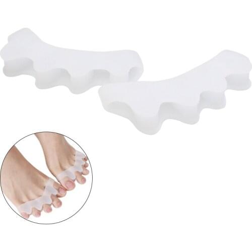 1Pair Soft Silicone Gel Foot Fingers 5Holes Toe Separator Thumb Valgus Protector Adjuster Hallux Valgus Guard Foot Care Tool