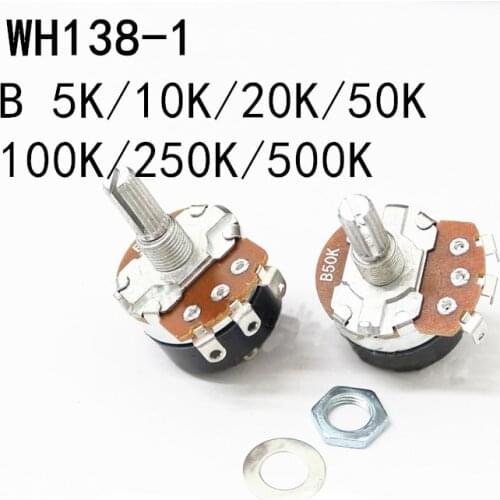 15mm with switch potentiometer WH138-1 adjustable resistance speed controller, 3pin dimmer switch 5K 10K 20K 22K 50K 100K 250K