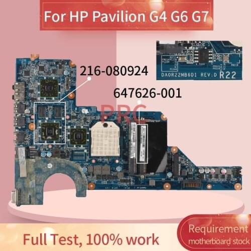 647626-001 647626-501 For HP Pavilion G4 G6 G7 Laptop Motherboard DA0R22MB6D0 216-080924 DDR3 Notebook Mainboard