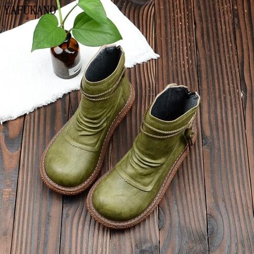 Mori Female Literary Retro Big Head Doll Shoes Japanese Style Thick-Soled Plus Velvet Comfort Martin Boots Casual Ankle Boots
