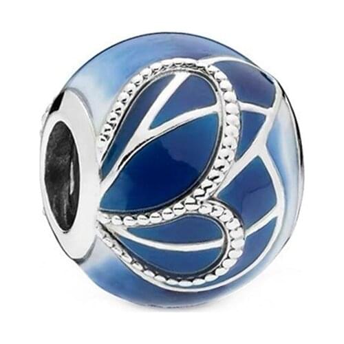 925 Sterling Silver Blue Enamel Butterfly Wing Beads Fit Original 3mm Bracelet&Bangle Making Fashion DIY Jewelry For Women