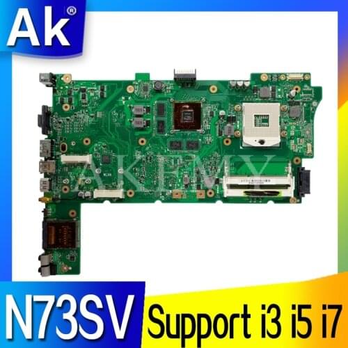 For Asus N73S N73SV N73SM Laptop motherboard 3 RAM SLOT With GT540M card Support i3 i5 i7 CPU