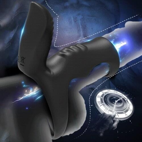 Electric Fun Ring Vibrator Male Penis Massager Ring Lock Ring Vibrator Adult Sex Toys For Men Chastity Belt Prostate Stimulato