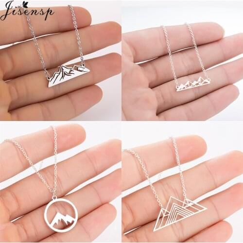Jisensp Classic Snow Mountain Pendant Necklace Vintage High Peak Charm Necklace Fashion Jewelry for Women Climbers Party Gift