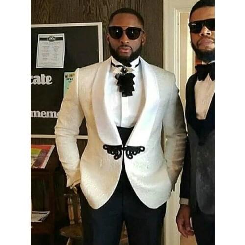 Three Pieces Formal Men Suits For Wedding 2021 Custom Made Classic White Blazer Business Prom Suits Groomsmen Groom Mens Tuxedo