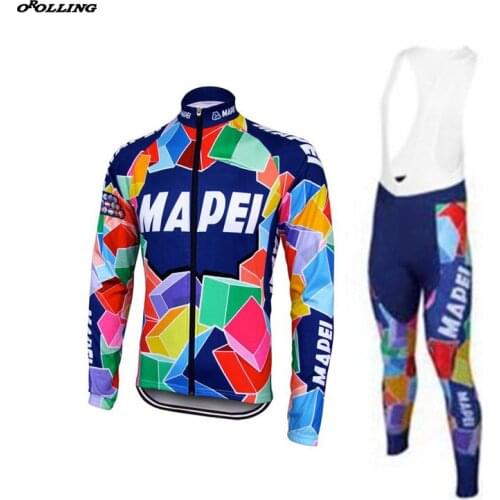 Multi Thin / Winter Thermal Fleece Classical New Team Colors Blocks Long Sleeves Cycling Sets Jersey Pants Customized Orolling