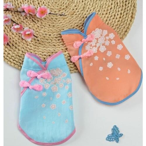 Summer Cat Puppy Dog Clothes Skirt Chinese Style Dog Dress Tang Suit Cheongsam Party Costume Outfit Pet Supplies