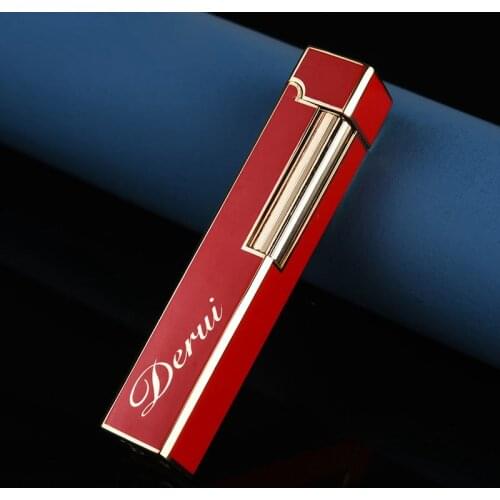 Mini Metal Long Bar Ladies Cigarette Lighter Portable Butane Gas Grinding Wheel Lighters Side Sliding Open Flame Lighter