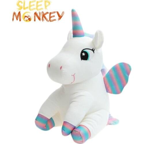 Cute Colorful Wing Unicorn Plush Toy Cartoon Soft Animal Plush Pillow For Children And Girls'Birthday Christmas Gifts