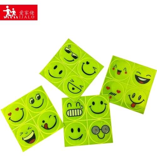 Cute Cartoon Smile face Car Reflective Sticker Electric bicycle motorcycle Smiley Warning sign helmet safety DecorationReflecto