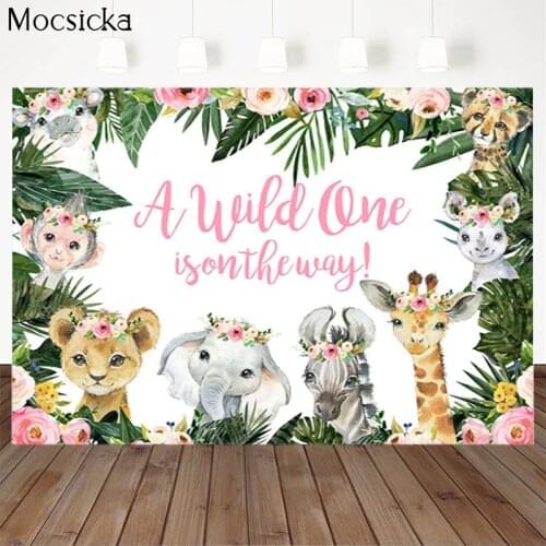 Mocsicka Baby Shower Background Jungle Wild Animals Decoration Style Child Portrait Photo Background Photography Studio