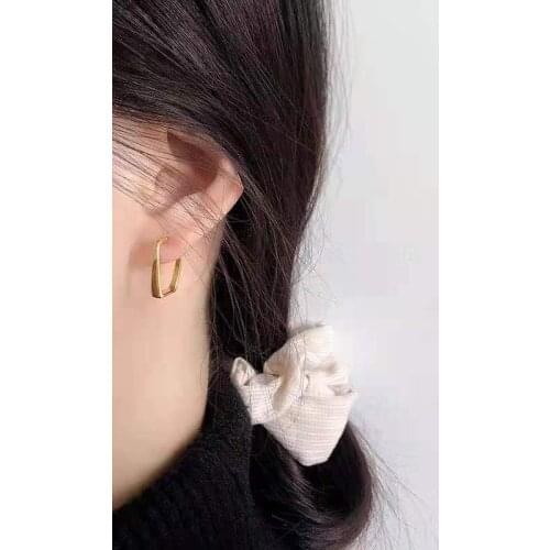 Trendy 925 Sterling Silver Rectangle Earrings Shiny Classic Earring Cuff For Women Girl Gift Fine Jewelry ER032