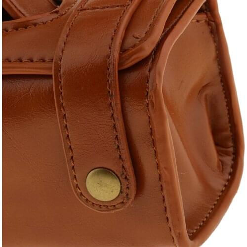 Mens Brown Leather Travel Sport Pouch Case Shaving Brush Toiletry Bag