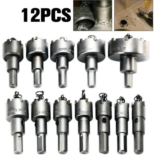 Drillpro 12Pcs 15mm-50mm Metal Hole Saw Tooth Kit Drill Bit Set Stainless Steel Alloy Wood Cutter Universal Metal Cutter Tool