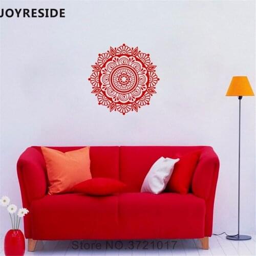 JOYRESIDE Indian Circle Wall Decal Mandala Wall Sticker Religious Vinyl Flower Pattern Decal Home Decor Interior Design A708