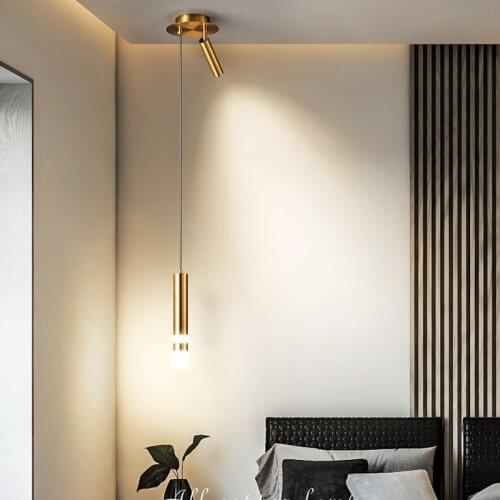 2021 new Nordic bedroom bedside LED chandelier adjustable modern minimalist living room background hanging wire spotlight