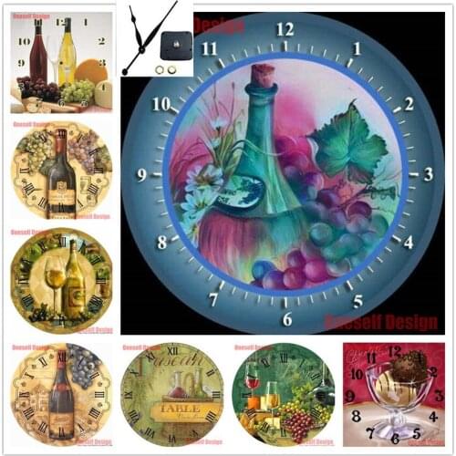 New style Christmas gift 5d diamond mosaic sale clock wine 5d diamond embroidery and clock Christmas gift for home wall sticker