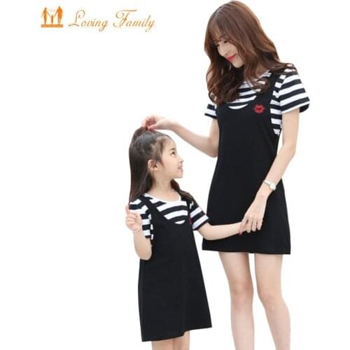 Mother Daughter Dresses 2020 Fashion Summer Mom and Daughter Dress Family Matching Outfits Girl and Women Cotton Dresses vestido