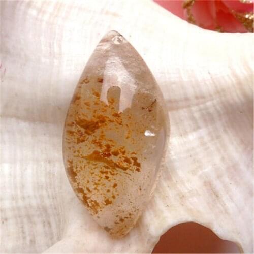 30x15x9mm Genuine Natural Yellow Phantom Ghost Waterdrop Stone Pendant Jewelry Bead Fashion Necklace Crystal Quartz Pendant