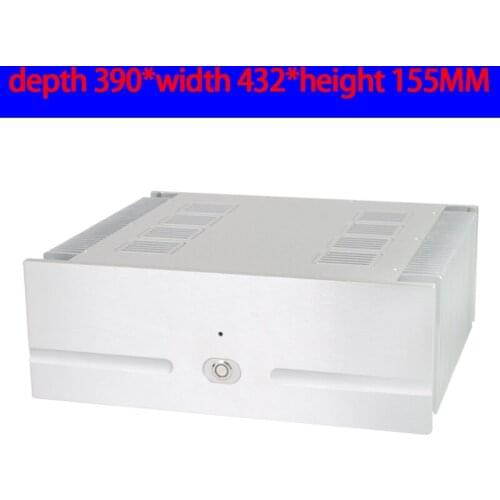KYYSLB 390*432*155MM All-aluminum Class A Post-level Amplifier Chassis Box House DIY Enclosure with Feet Amplifier Case Shell