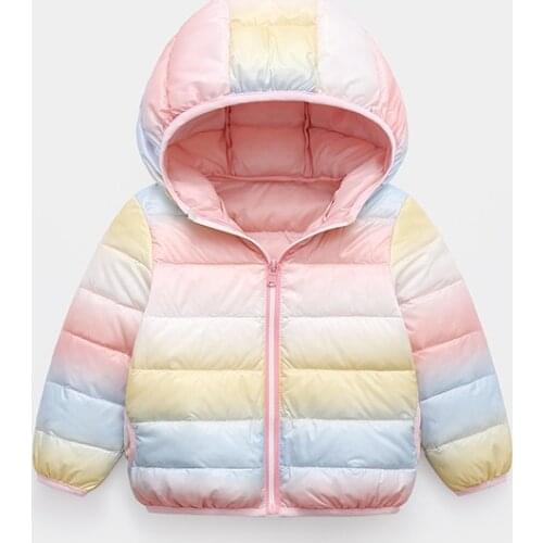 Childrens Down Jacket Boys Girls childrens Rainbow warm down jacket boy clothes girls winter coat baby girl