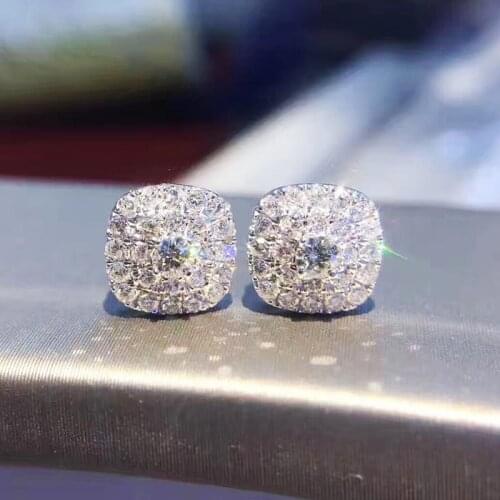 Huitan Classic Square Shaped Stud Earrings Women Inlay Shiny Cubic Zirconia High Quality Wedding Engagement Jewelry Wholesale