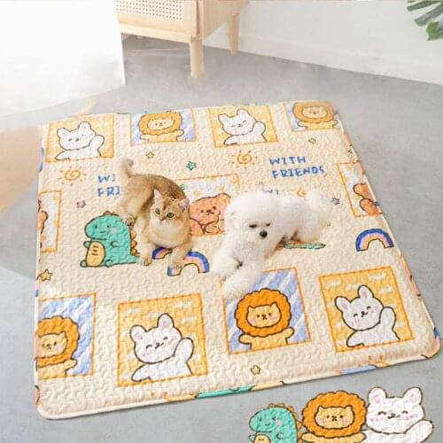 Cute Cartoon Pet Cat Dog Bed Mats Multifunction Summer Cooling Sofa Cage Pad Mats for Small Medium Large Dogs Cats Accessories