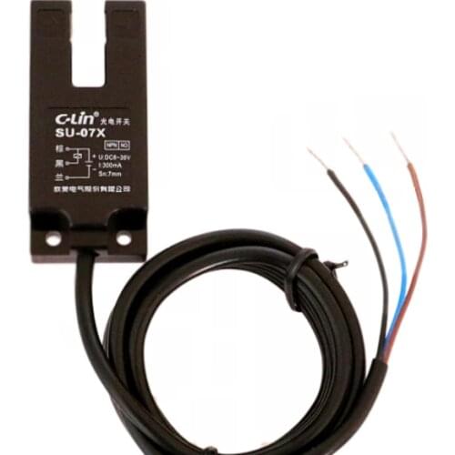 Slot-shaped photoelectric switch SU-07X NPN normally open, induction slot width 7mm U-shaped photoelectric sensor