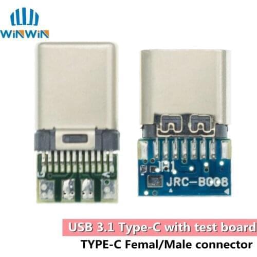 USB 3.1 Type C Connector 24 Pins Male/Female Socket Receptacle Adapter to Solder Wire & Cable 24 Pins Support PCB Board