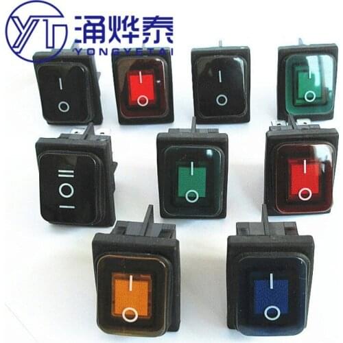YYT 2PCS Waterproof KCD4 Rocker Switch KCD2 2Gear 3Gear 4Pin 6Pin Illuminated Rocker Switch Big Silver Contact Copper Pin