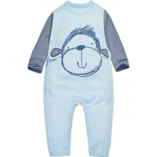 Y378 free shipping New Lovely spring Baby Newborn Girls Boys Children long sleeve cotton Conjoined clothing Blue monkey jersey