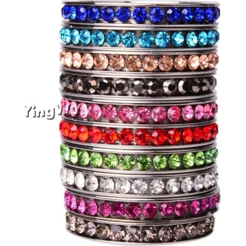 Yingwu Mix Colors Stainless Steel Rings For Women Men Crystal Rhinestone Wedding Bands Wholesale Jewelry 30pcs Lot