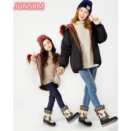 Winter Plush parent-child childrens womens cotton boots waterproof thickened medium tube snow shoes warm winter boots chil