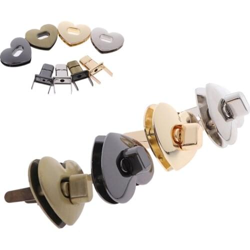 1PCS Leather Craft Metal Heart shape Bag Turn Lock Twist Lock Clasp Women Bag Handbag Shoulder Bag Purse DIY Hardware